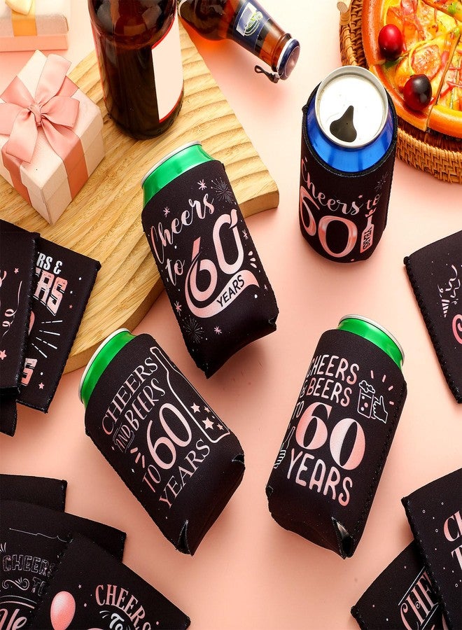 Nitial 24 Pcs Rose Gold 60th Birthday Can Sleeves to 60 Years Can Neoprene Cooler 60th Birthday Decorations 60th Birthday Party Favors Supplies Birthday Gift for Women Men - Image 4